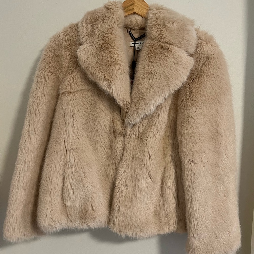 Whistles Pale Pink Faux Fur Jacket Coat, size XS, perfect condition